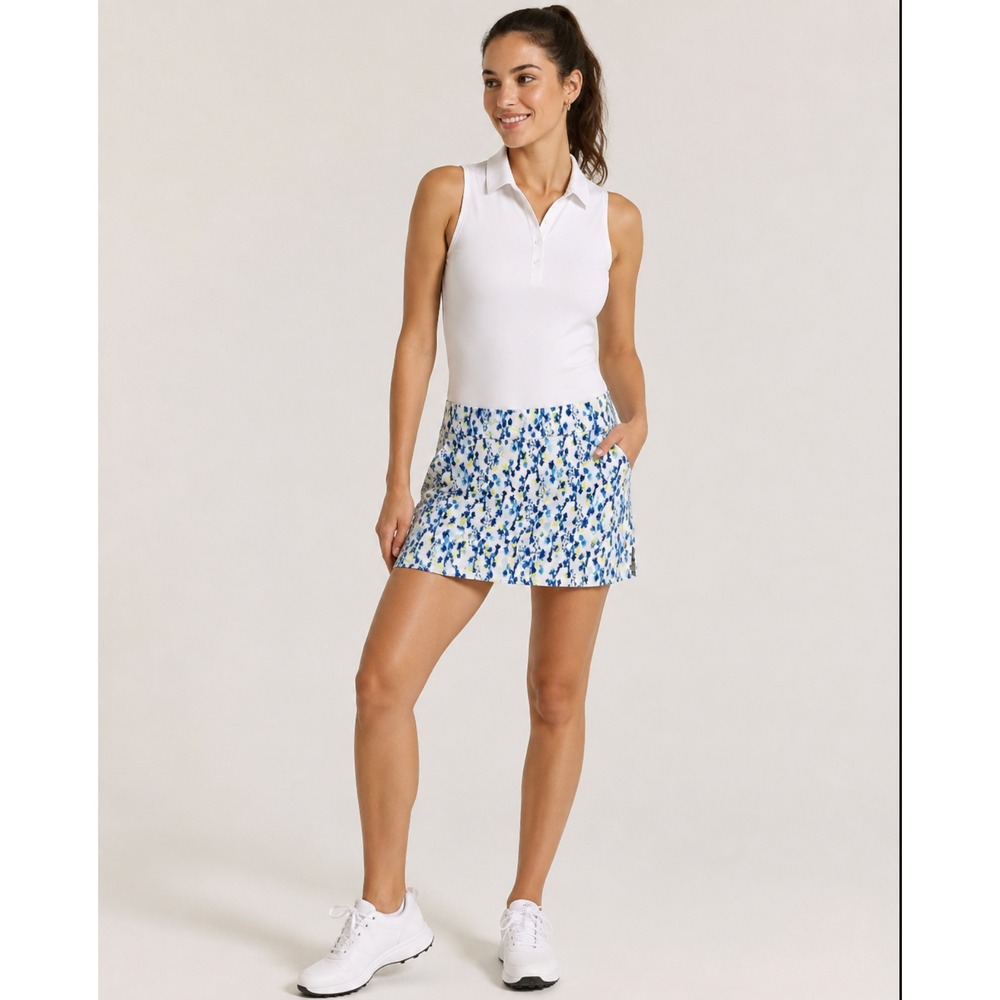 Lady Hagen Golf Skort 14 White Blue Floral Skirt Activewear Sporty Preppy Summer